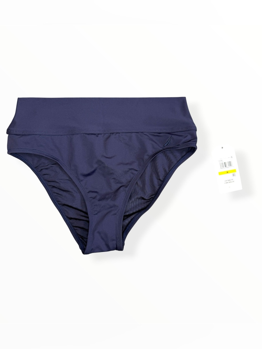 NWT Nautica Womens High Rise Bikini Bottom Swim Suit Size Medium Navy Blue - Picture 2 of 9